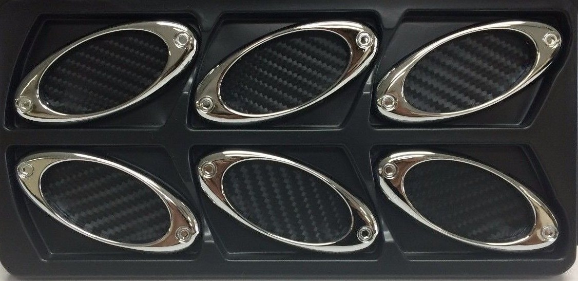 Black Carbon Fiber Stick-On Oval Style Side Vents 6 Piece Kit - Click Image to Close